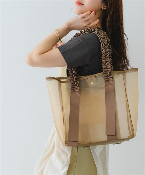 RODE SKO（ロデスコ）の「荷葉提把透明托特包（その他・レディース・灰色/膚色・灰色/膚色）」の22枚目の写真