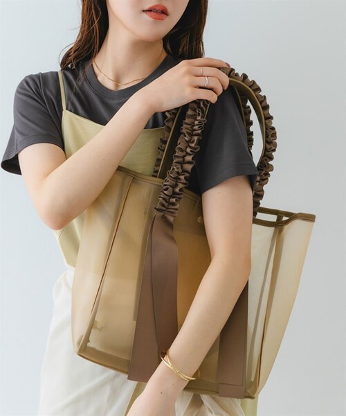 RODE SKO（ロデスコ）の「荷葉提把透明托特包（その他・レディース・灰色/膚色・灰色/膚色）」の21枚目の写真