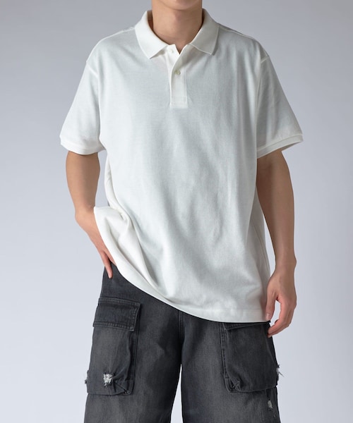 Lui's（ルイス）の「CHEMISE Lui's S/Sポロ（ポロシャツ・メンズ・ブルー/ブラック/グリーン/ホワイト/ピンク/イエロー・F）」の2枚目の写真