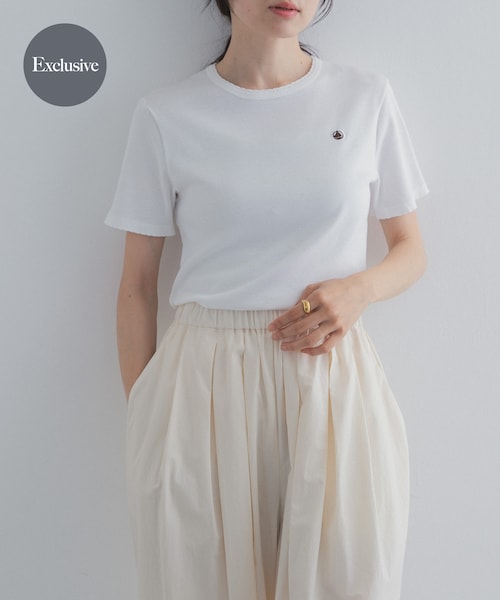 URBAN RESEARCH DOORS(アーバンリサーチドアーズ)の「『別注』PETIT BATEAU×DOORS POINTCOCOTTE T-SHIRTS(Tシャツ/カットソー・レディース・ECUME/OLIVINE/SMOKING/MARQUISE・S/M)」の1枚目の写真