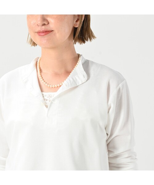 45R(フォーティファイブアール)の「ハチノスカノコの908ヘンリー(トップス・レディース・02-シロ/61-オリーブ/62-カーキ/75-ネイビー・01-XS/02-S/03-M/04-L)」の14枚目の写真