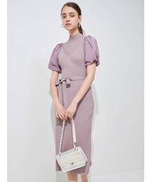 MERCURYDUO | オープンショルダー異素材スリーブニットワンピース(ワンピース)