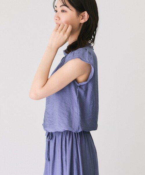 Jayro（ジャイロ）の「レーヨンナイロンオーガン袖フリルワンピース（ワンピース・レディース・ブラック/オフホワイト/ブルー/ピンク・M）」の19枚目の写真