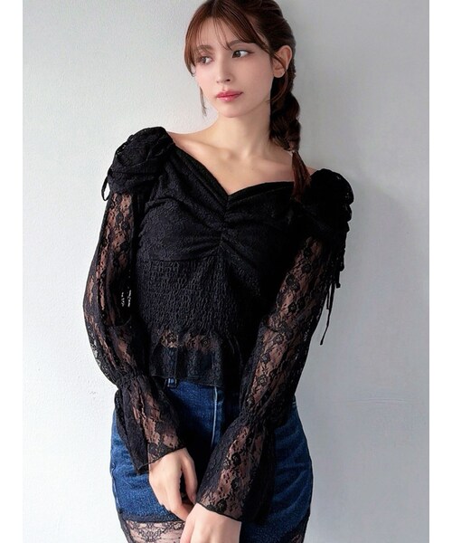 RESEXXY（リゼクシー）の「レイヤードオフショルブラウス（シャツ/ブラウス・レディース・ホワイト/ブラック/オレンジ・F）」の4枚目の写真