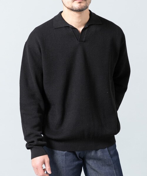 URBAN RESEARCH ROSSO（アーバンリサーチロッソ）の「『WEB限定』変形カノコスキッパーニットポロ（ニット/セーター・メンズ・BLACK/NAVY/LIGHT GRAY・M/L）」の8枚目の写真
