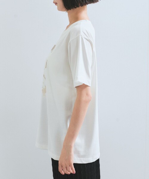 VIS(ビス)の「【接触冷感】箔グラフィックアートTシャツ(Tシャツ/カットソー・レディース・チャコール/ホワイト/ホワイト系・F)」の21枚目の写真