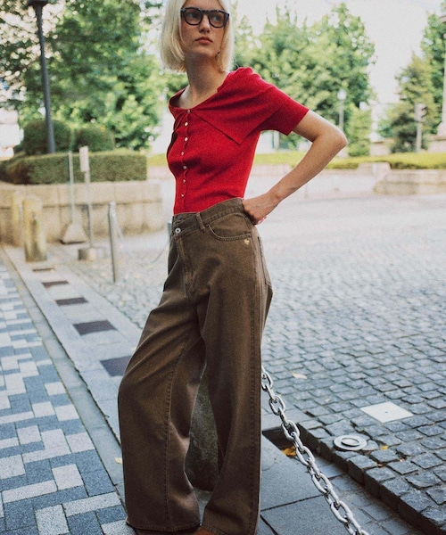 VIS（ビス）の「【POLO BCS】VIS別注クロスベルトストレートワイドデニム（デニムパンツ・レディース・チャコール/ブラウン/ブルー・M/S）」の14枚目の写真