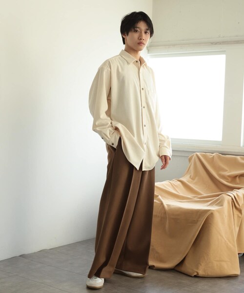 SENSE OF PLACE by URBAN RESEARCH（センスオブプレイスバイアーバンリサーチ）の「コーデュロイルーズシャツ（シャツ/ブラウス・メンズ・IVORY/BLACK/BLUE/L.KHAKI・M/L）」の11枚目の写真