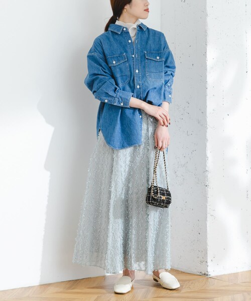 URBAN RESEARCH ROSSO（アーバンリサーチロッソ）の「F by ROSSO　リボンジャガードフレアスカート（スカート・レディース・WHITE/GRAY・36/38）」の19枚目の写真