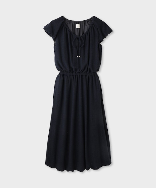 ROPE'(ロペ)の「【一部店舗限定】【REALM(レルム)】SHEER PUFF SLEEVE DRESS|フロントリボンワンピース 26SS(ワンピース・レディース・ブラック/ネイビー・38)」の2枚目の写真