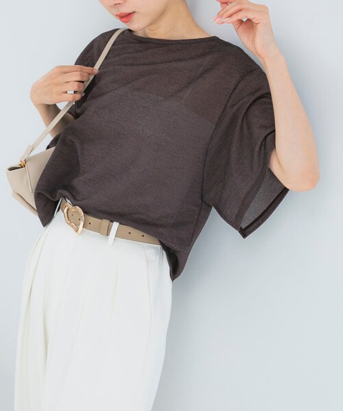 URBAN RESEARCH ROSSO（アーバンリサーチロッソ）の「スリットスリーブカラミカットソー（Tシャツ/カットソー・レディース・BROWN/IVORY/SAX・Free）」の14枚目の写真