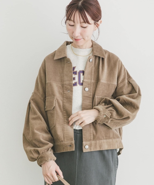ITEMS URBANRESEARCH（アイテムズ アーバンリサーチ）の「コーデュロイジャケット（テーラードジャケット・レディース・BLK/BEG/CHERRY・FREE）」の2枚目の写真