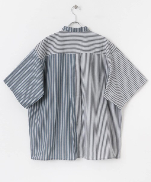 SENSE OF PLACE by URBAN RESEARCH（センスオブプレイスバイアーバンリサーチ）の「『ユニセックス』ストライプブロックドルーズシャツ（シャツ/ブラウス・メンズ・GREG×BEG/BLU×LBLU/CHC×BLK・M/L）」の18枚目の写真