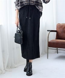 nissen | 大きいサイズ カットコーデュロイバックスリットナロースカート(スカート)