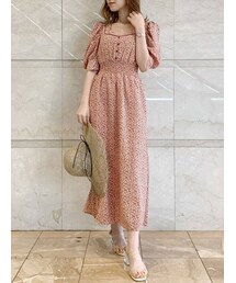 dazzlin | フラワーパワショルギャザーワンピース(ワンピース)