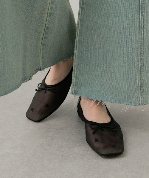 SENSE OF PLACE by URBAN RESEARCH（センスオブプレイスバイアーバンリサーチ）の「ハートチュールフラットシューズ（バレエシューズ・レディース・BLACK/BLK×RED/IVORY・S/M/L）」の22枚目の写真