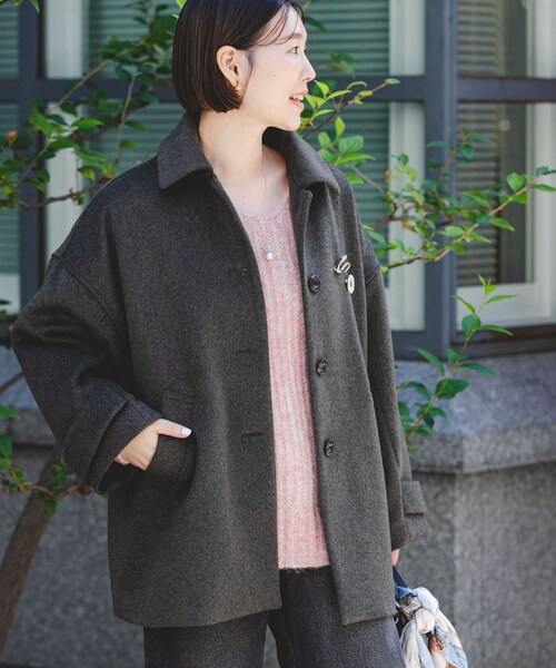 URBAN RESEARCH ROSSO（アーバンリサーチロッソ）の「F by ROSSO　『UR TECH』ビーバーテントラインコート（ステンカラーコート・レディース・BROWN/BLACK・Free）」の14枚目の写真