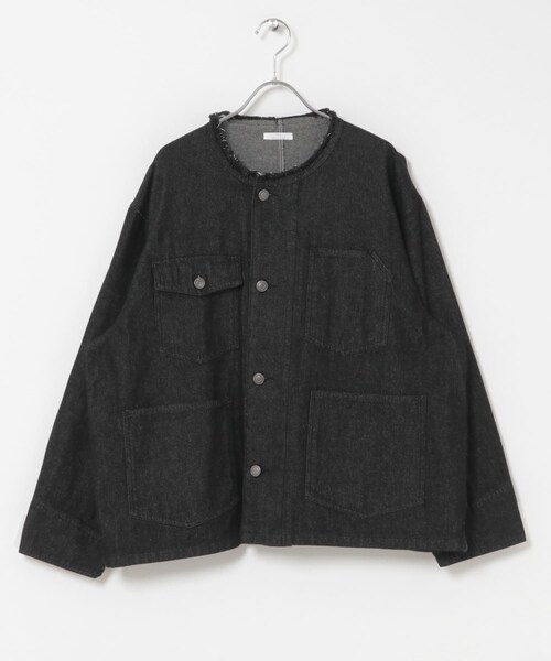ITEMS URBANRESEARCH(アイテムズ アーバンリサーチ)の「デニムオーバーノーカラージャケット(デニムジャケット・レディース・BLK/BRN/IDG・Free)」の12枚目の写真