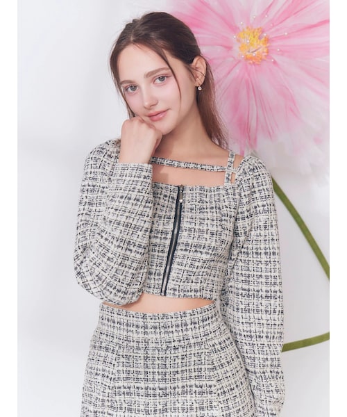 EATME（イートミー）の「【SETUP】フロントZIPパフスリーブTOP（シャツ/ブラウス・レディース・ブラック/ピンク/ブルー・F）」の2枚目の写真