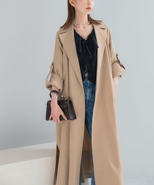 URBAN RESEARCH ROSSO（アーバンリサーチロッソ）の「撥水 ロングガウンコート（ステンカラーコート・レディース・ECRU/BEIGE・36/38）」の2枚目の写真