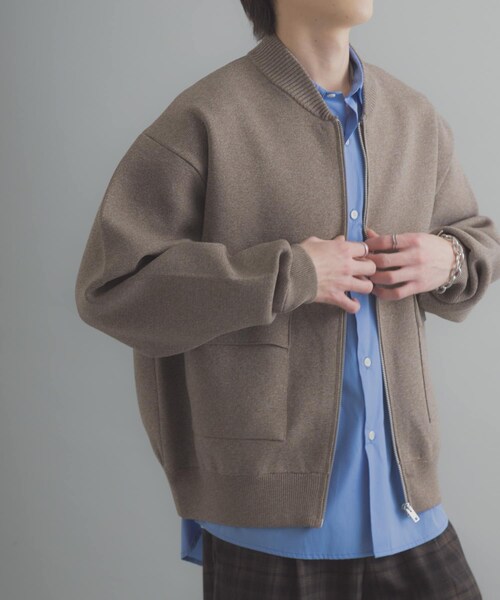 SENSE OF PLACE by URBAN RESEARCH（センスオブプレイスバイアーバンリサーチ）の「『洗濯可』ダブルポケットニットブルゾン（ブルゾン・メンズ・BLACK/BROWN・M/L）」の21枚目の写真