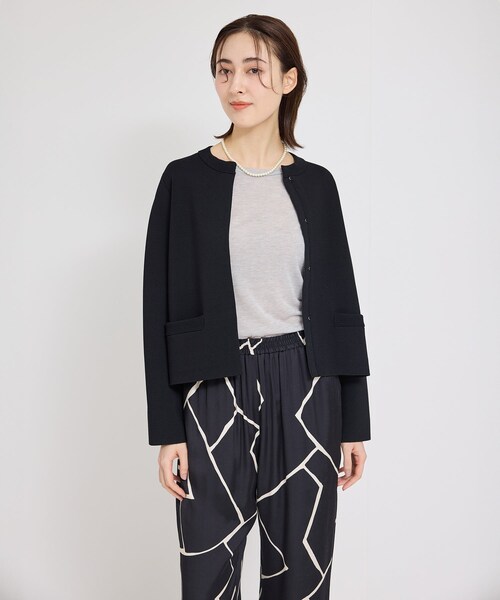 ROPE'（ロペ）の「ニットジャケット/イージーケア（ノーカラージャケット・レディース・オフホワイト/ネイビー・36/38）」の17枚目の写真