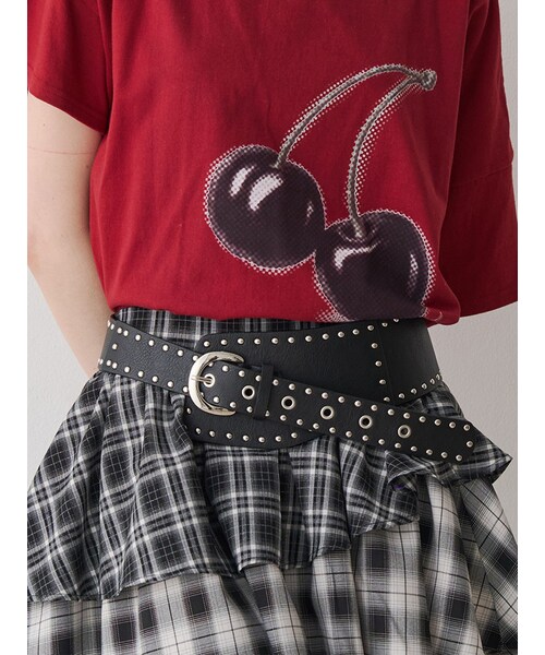 jouetie（ジュエティ）の「ワイドスタッズベルト（ベルト・レディース・ブラック/ブラウン・F）」の4枚目の写真