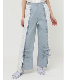 merry jenny | スリットレースデニムパンツ(デニムパンツ)