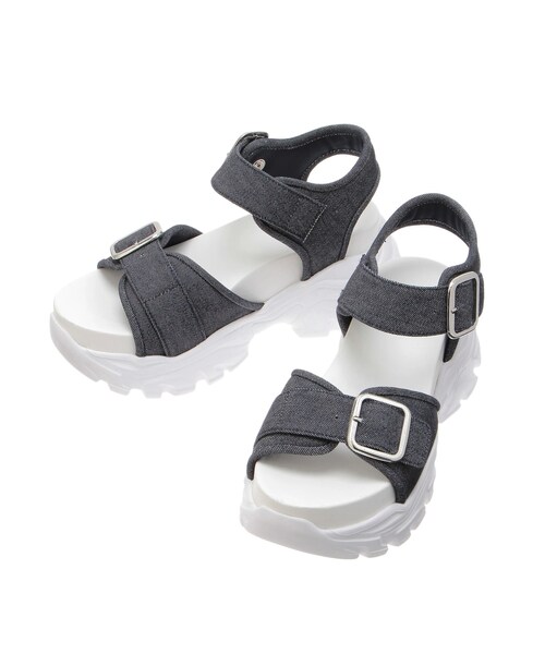 MERCURYDUO（マーキュリーデュオ）の「ダブルベルトスポサン（サンダル・レディース・オフホワイト/ブラック/インディゴ・36/38）」の14枚目の写真