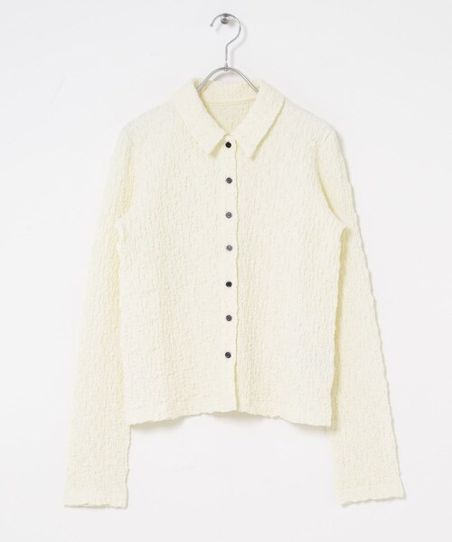 KBF（ケイビーエフ）の「ポコポコジャガードシャツ（シャツ/ブラウス・レディース・IVORY/PINK/BLACK・One）」の9枚目の写真