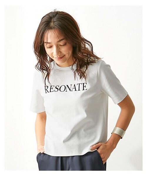 nissen（ニッセン）の「ロゴTシャツ【OtonaSMILE】（Tシャツ/カットソー・レディース・オフホワイト/モカグレー/ブルー・M/L/LL/3L/4L/5L）」の7枚目の写真