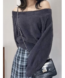 MERCURYDUO | 【追加生産】ミニシャギーオフショルニット(ニット/セーター)