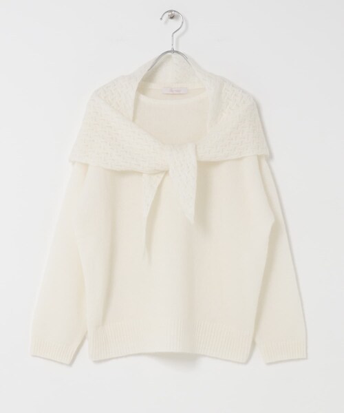 URBAN RESEARCH ROSSO（アーバンリサーチロッソ）の「F by ROSSO　ヘアリーニットプルオーバー+ニットスカーフ（ニット/セーター・レディース・OFF WHITE/BEIGE/GRAY・FREE）」の12枚目の写真