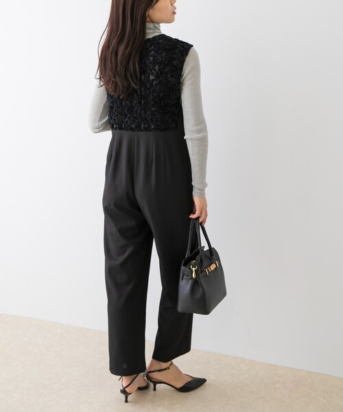 URBAN RESEARCH ROSSO（アーバンリサーチロッソ）の「F by ROSSO　モールレース切替オールインワン（サロペット/オーバーオール・レディース・BROWN/BLACK・36/38）」の7枚目の写真