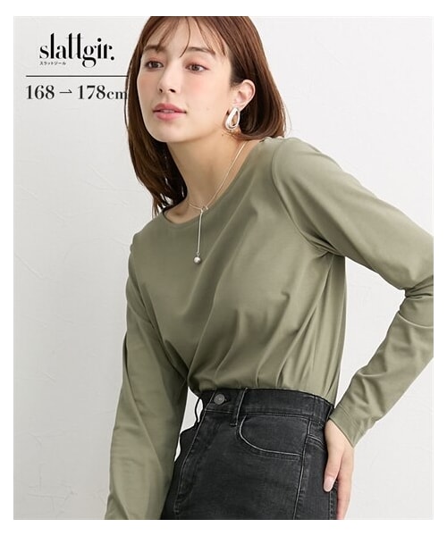 nissen（ニッセン）の「高身長　綿混ＯＮにもＯＦＦにも使えるキレイ見え長袖Ｔシャツ　（トールサイズ）（Tシャツ/カットソー・レディース・オフホワイト/黒/カーキ・MTT/LTT/LLTT/3LTT/4LTT/5LTT）」の18枚目の写真