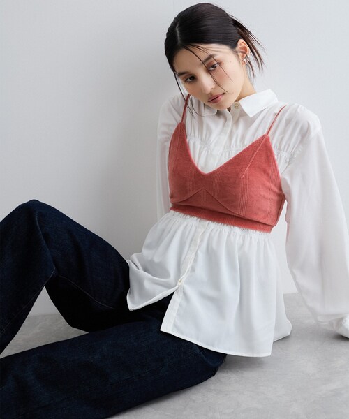 VIS（ビス）の「【Miller】VIS別注モデルベロアルームブラ【洗える】（キャミソール・レディース・ライトグレー/オフホワイト/レッド系・F）」の13枚目の写真