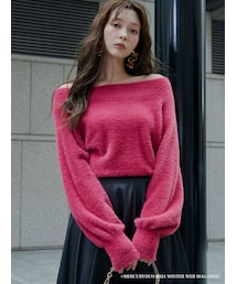 MERCURYDUO | オフショルミニシャギーニット(ニット/セーター)