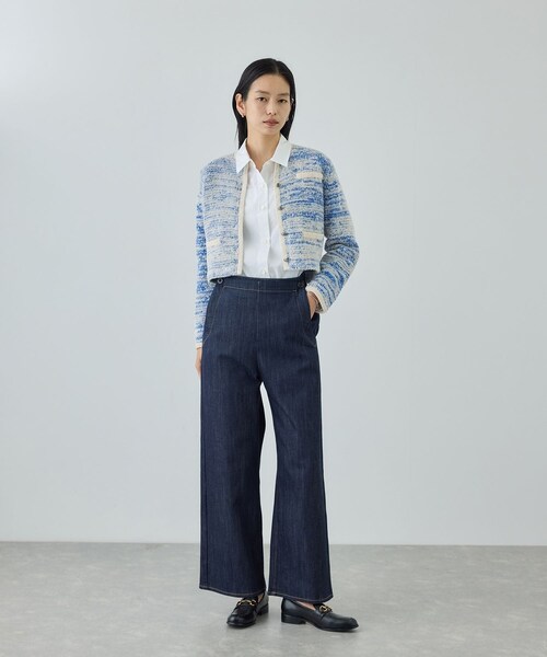 ROPE'（ロペ）の「ツイードニットショート丈カーディガン/イージーケア（カーディガン/ボレロ・レディース・キナリ/ブルー・F）」の7枚目の写真