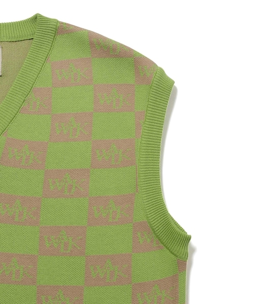 ADAM ET ROPE'(アダムエロペ)の「【WALK IN PARIS/ウォーク イン パリス】Le pull sans manche dammier(ベスト・メンズ・ライトグリーン・L/M)」の6枚目の写真