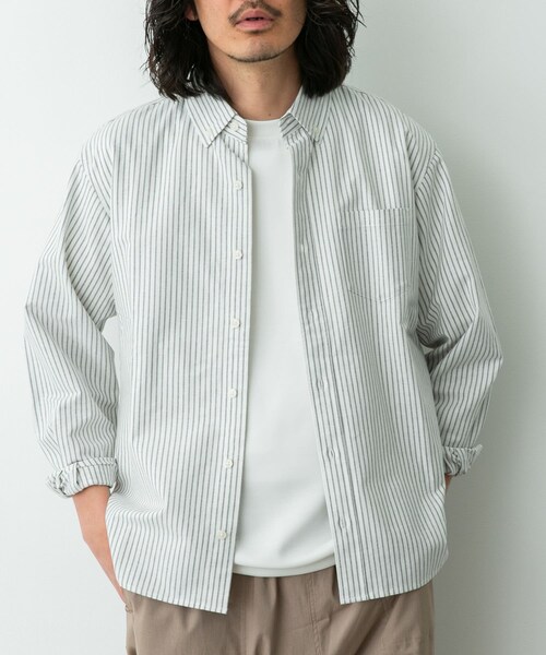 URBAN RESEARCH Sonny Label（アーバンリサーチサニーレーベル）の「抗菌オックスボタンダウン長袖シャツ（シャツ/ブラウス・メンズ・ホワイト/サックス/ネイビー/オフストライプ/ブルーストライプ・S/M/L/XL）」の20枚目の写真
