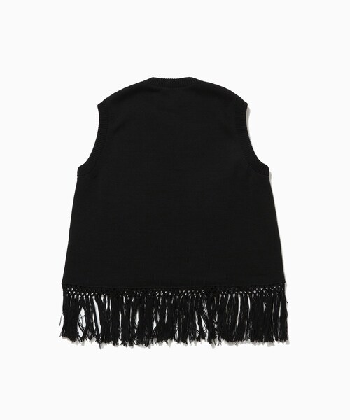 ADAM ET ROPE'(アダムエロペ)の「【REVERBERATE/リバーバレイト】FRINGE KNIT(ベスト・メンズ・ブラック/グレー・2)」の7枚目の写真