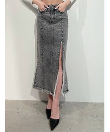 GYDA | H/W ZIPスリット ケミカルデニムスカート(デニムスカート)