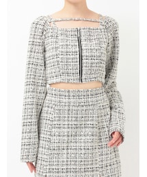 【SETUP】フロントZIPパフスリーブTOP