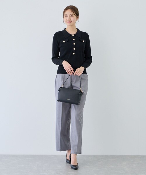 Jayro（ジャイロ）の「フラップポケット付きリブポロニット（ニット/セーター・レディース・ブラック/ホワイト系・M）」の11枚目の写真