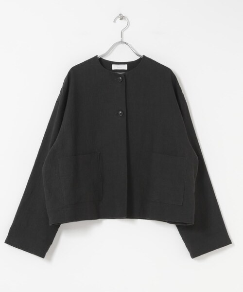 かぐれ(カグレ)の「リネンラミーノーカラージャケット(ノーカラージャケット・レディース・CHARCOAL/BLACK・Free)」の16枚目の写真