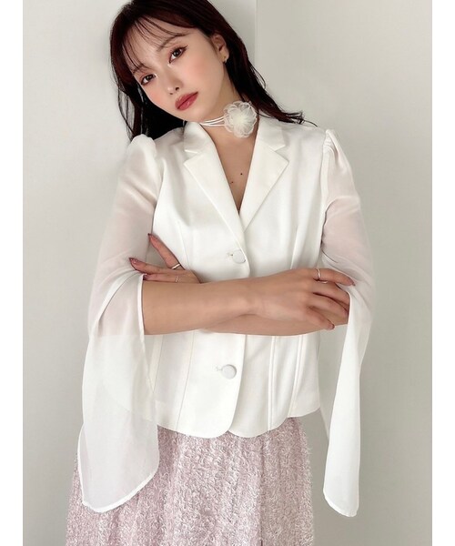 RESEXXY（リゼクシー）の「シアースリーブコルセットジャケット（テーラードジャケット・レディース・ホワイト/ブラック/ベージュ・F）」の5枚目の写真