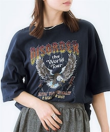 nissen | ＜大きいサイズ＞ 綿100％ゆるシルエットプリントＴシャツ（接触冷感）(Tシャツ/カットソー)