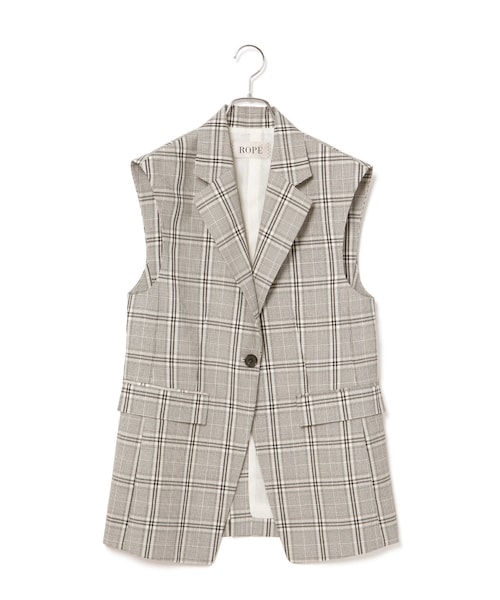ROPE'(ロペ)の「ウールモヘヤ OVER GILET /セットアップ対応(ベスト・レディース・ブラック系/グレー・F)」の1枚目の写真