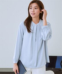 nissen | ストレッチパウダーサテンフロント2WAYタックブラウス（しわになりにくい・速乾・洗濯機OK・UVカット）<大きいサイズ有>(シャツ/ブラウス)