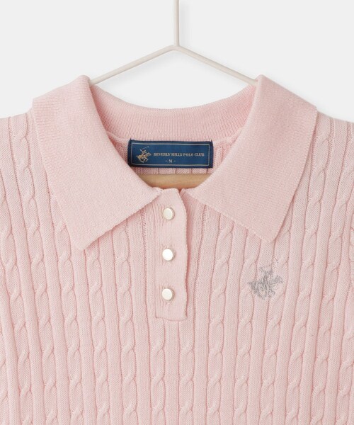 ROPE' PICNIC(ロペピクニック)の「【KIDS】【BEVERLY HILLS POLO CLUB】ポロカラーケーブルニット/リンクコーデ(ニット/セーター・キッズ・キナリ/ネイビー/ローズピンク・L/M/S)」の12枚目の写真
